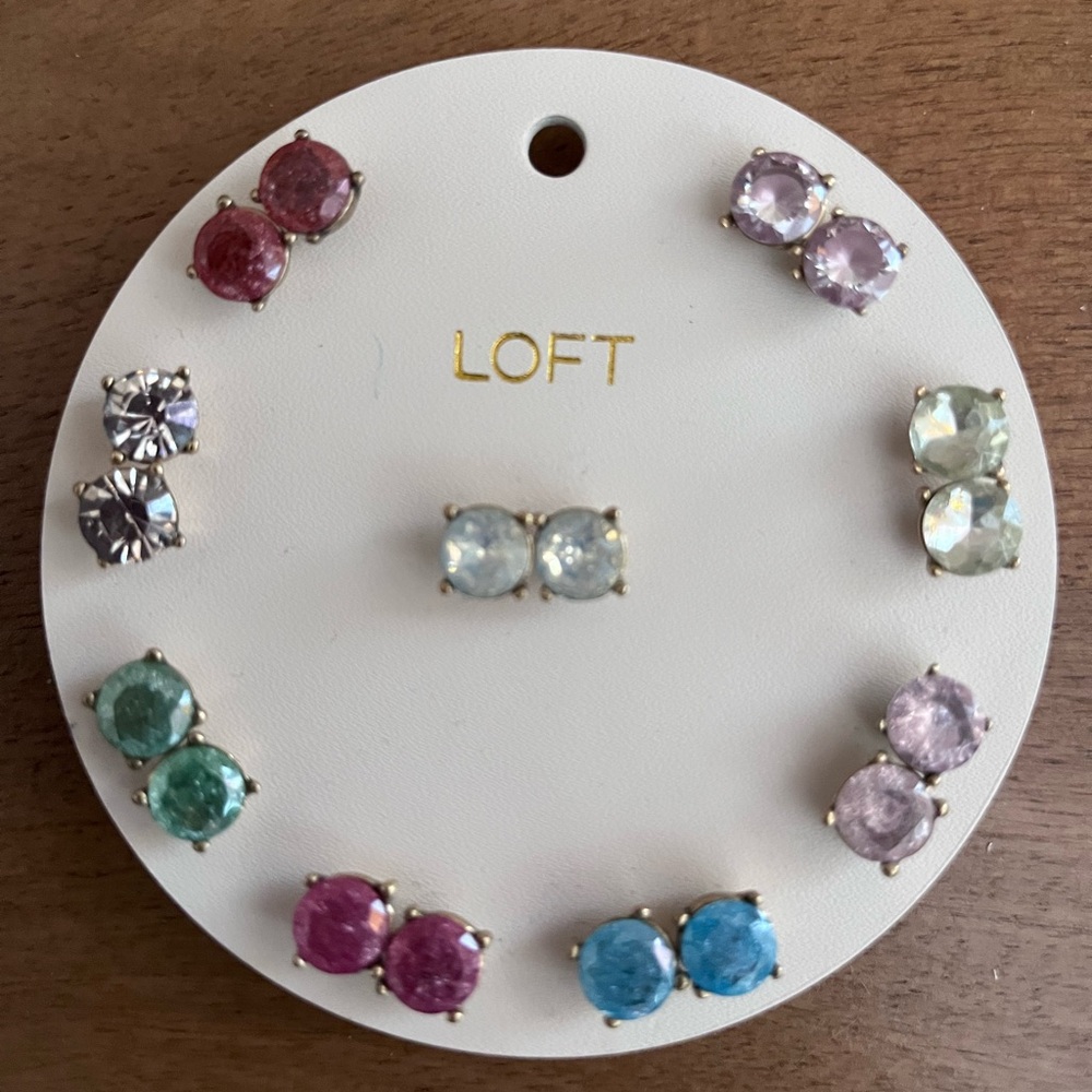 LOFT Multicolor Crystal Stud Earring Set